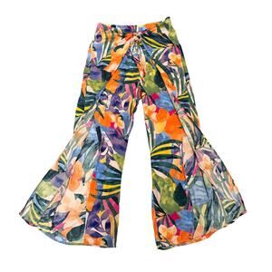 Kona Sol Tropical Wide Leg Split Cover Up Resort Medium Beach Summer Boho